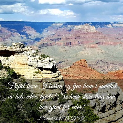 Picture 03 - 1 Samuel 12:24 NORSK - Frykt bare Herren og tjen ham i sannhet, av hele - Bible Verse Picture