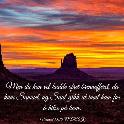 Picture 03 - 1 Samuel 13:10 NORSK - Men da han vel hadde ofret brennofferet, da kom - Bible Verse Picture