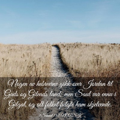 Picture 03 - 1 Samuel 13:7 NORSK - Nogen av hebreerne gikk over Jordan til Gads og - Bible Verse Picture