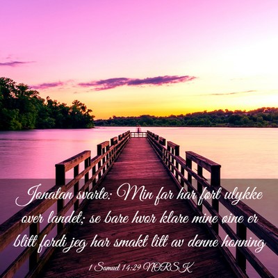 Picture 03 - 1 Samuel 14:29 NORSK - Jonatan svarte: Min far har ført ulykke over - Bible Verse Picture
