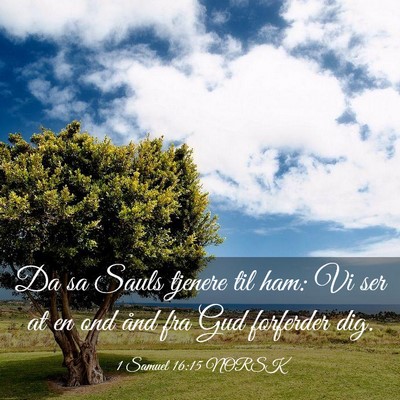 Picture 03 - 1 Samuel 16:15 NORSK - Da sa Sauls tjenere til ham: Vi ser at en ond - Bible Verse Picture
