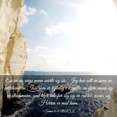 Picture 03 - 1 Samuel 16:18 NORSK - En av de unge menn svarte og sa: Jeg har sett en - Bible Verse Picture