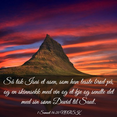 Picture 03 - 1 Samuel 16:20 NORSK - Så tok Isai et asen, som han lesste brød på, - Bible Verse Picture
