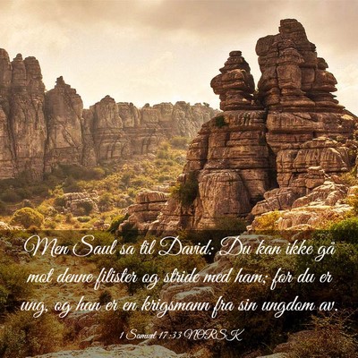 Picture 03 - 1 Samuel 17:33 NORSK - Men Saul sa til David: Du kan ikke gå mot denne - Bible Verse Picture