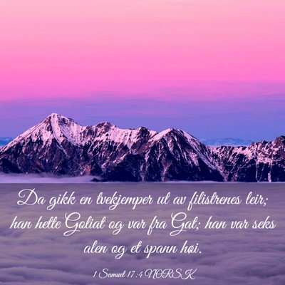 Picture 03 - 1 Samuel 17:4 NORSK - Da gikk en tvekjemper ut av filistrenes leir; han - Bible Verse Picture