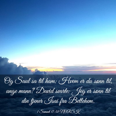 Picture 03 - 1 Samuel 17:58 NORSK - Og Saul sa til ham: Hvem er du sønn til, unge - Bible Verse Picture