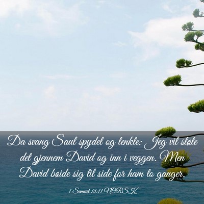 Picture 03 - 1 Samuel 18:11 NORSK - Da svang Saul spydet og tenkte: Jeg vil støte - Bible Verse Picture