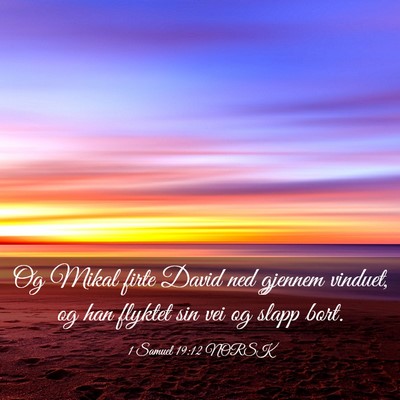 Picture 03 - 1 Samuel 19:12 NORSK - Og Mikal firte David ned gjennem vinduet, og han - Bible Verse Picture