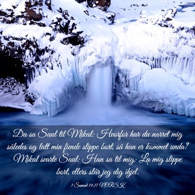 Picture 03 - 1 Samuel 19:17 NORSK - Da sa Saul til Mikal: Hvorfor har du narret mig - Bible Verse Picture