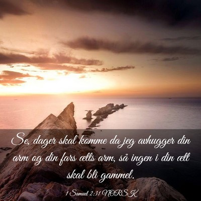 Picture 03 - 1 Samuel 2:31 NORSK - Se, dager skal komme da jeg avhugger din arm og - Bible Verse Picture