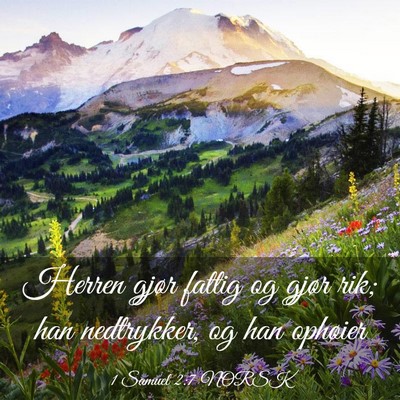 Picture 03 - 1 Samuel 2:7 NORSK - Herren gjør fattig og gjør rik; han nedtrykker, - Bible Verse Picture