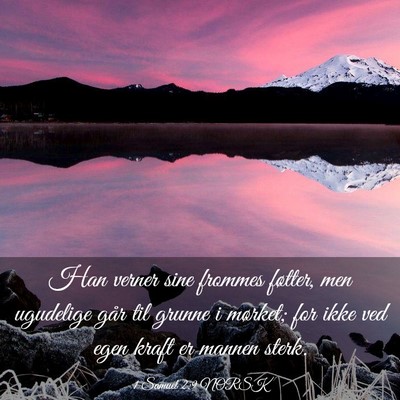 Picture 03 - 1 Samuel 2:9 NORSK - Han verner sine frommes føtter, men ugudelige - Bible Verse Picture