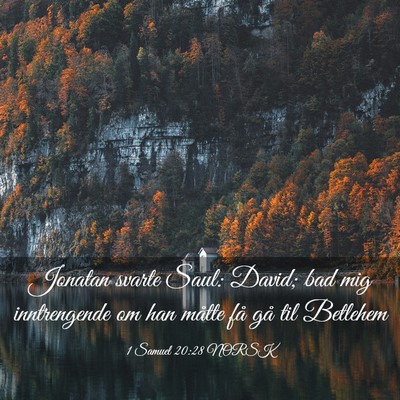 Picture 03 - 1 Samuel 20:28 NORSK - Jonatan svarte Saul: David; bad mig inntrengende - Bible Verse Picture