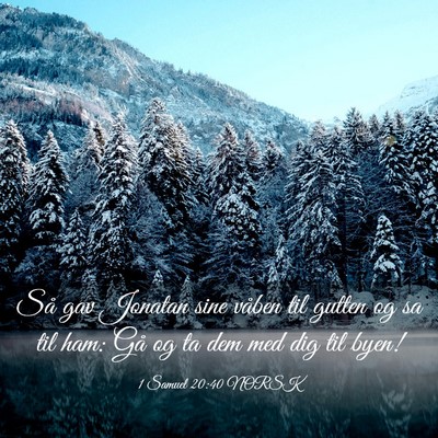 Picture 03 - 1 Samuel 20:40 NORSK - Så gav Jonatan sine våben til gutten og sa til - Bible Verse Picture