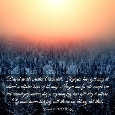 Picture 03 - 1 Samuel 21:2 NORSK - David svarte presten Akimelek: Kongen har gitt - Bible Verse Picture