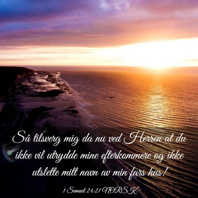 Picture 03 - 1 Samuel 24:21 NORSK - Så tilsverg mig da nu ved Herren at du ikke vil - Bible Verse Picture