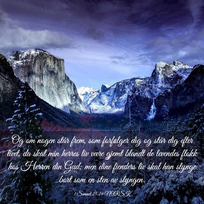 Picture 03 - 1 Samuel 25:29 NORSK - Og om nogen står frem, som forfølger dig og - Bible Verse Picture