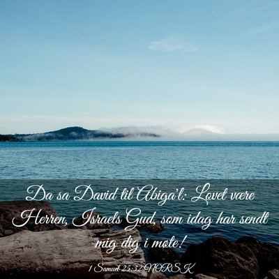 Picture 03 - 1 Samuel 25:32 NORSK - Da sa David til Abiga'l: Lovet være Herren, - Bible Verse Picture