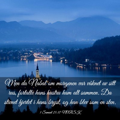 Picture 03 - 1 Samuel 25:37 NORSK - Men da Nabal om morgenen var våknet av sitt rus, - Bible Verse Picture