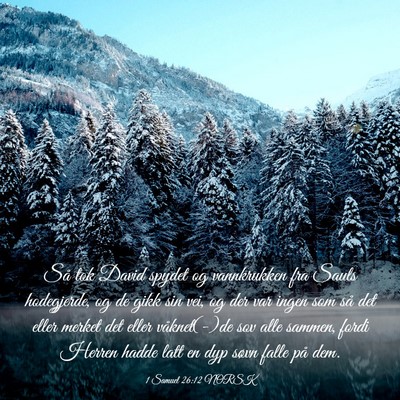 Picture 03 - 1 Samuel 26:12 NORSK - Så tok David spydet og vannkrukken fra Sauls - Bible Verse Picture