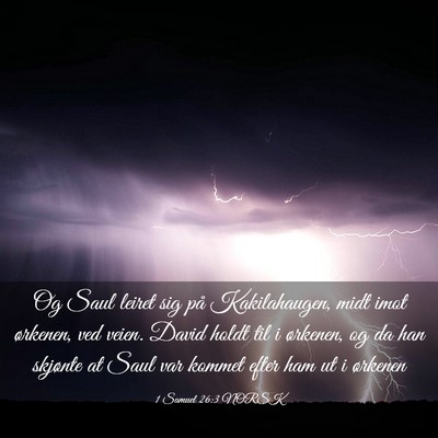 Picture 03 - 1 Samuel 26:3 NORSK - Og Saul leiret sig på Kakilahaugen, midt imot - Bible Verse Picture