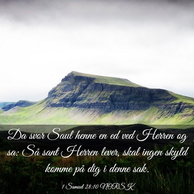 Picture 03 - 1 Samuel 28:10 NORSK - Da svor Saul henne en ed ved Herren og sa: Så - Bible Verse Picture