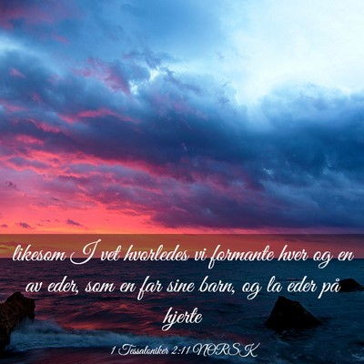 Picture 03 - 1 Tessaloniker 2:11 NORSK - likesom I vet hvorledes vi formante hver og en av - Bible Verse Picture