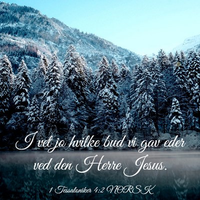 Picture 03 - 1 Tessaloniker 4:2 NORSK - I vet jo hvilke bud vi gav eder ved den Herre - Bible Verse Picture