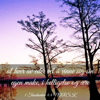 Picture 03 - 1 Tessaloniker 4:4 NORSK - at hver av eder vet å vinne sig sin egen make, i - Bible Verse Picture
