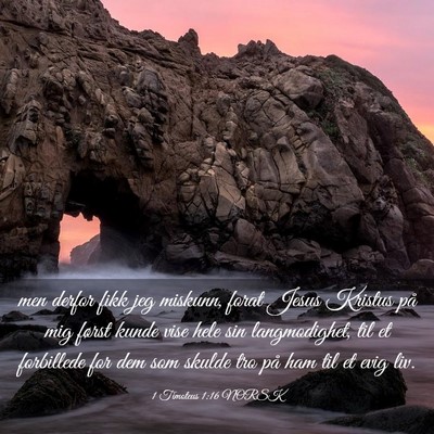 Picture 03 - 1 Timoteus 1:16 NORSK - men derfor fikk jeg miskunn, forat Jesus Kristus - Bible Verse Picture
