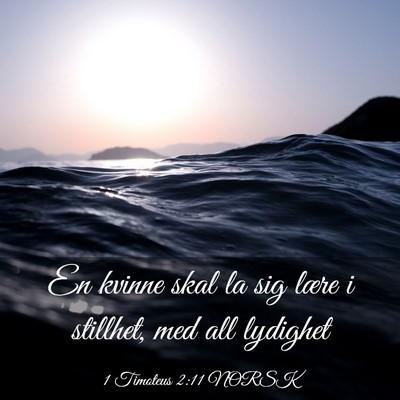 Picture 03 - 1 Timoteus 2:11 NORSK - En kvinne skal la sig lære i stillhet, med all - Bible Verse Picture