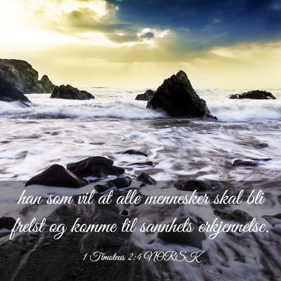 Picture 03 - 1 Timoteus 2:4 NORSK - han som vil at alle mennesker skal bli frelst og - Bible Verse Picture