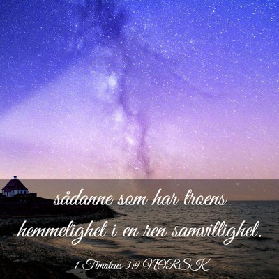 Picture 03 - 1 Timoteus 3:9 NORSK - sådanne som har troens hemmelighet i en ren - Bible Verse Picture