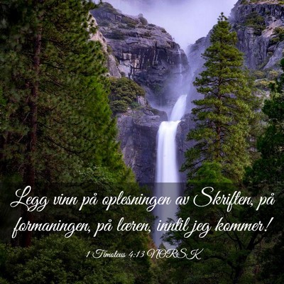 Picture 03 - 1 Timoteus 4:13 NORSK - Legg vinn på oplesningen av Skriften, på - Bible Verse Picture