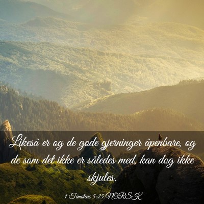 Picture 03 - 1 Timoteus 5:25 NORSK - Likeså er og de gode gjerninger åpenbare, og de - Bible Verse Picture