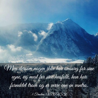 Picture 03 - 1 Timoteus 5:8 NORSK - Men dersom nogen ikke har omsorg for sine egne, - Bible Verse Picture