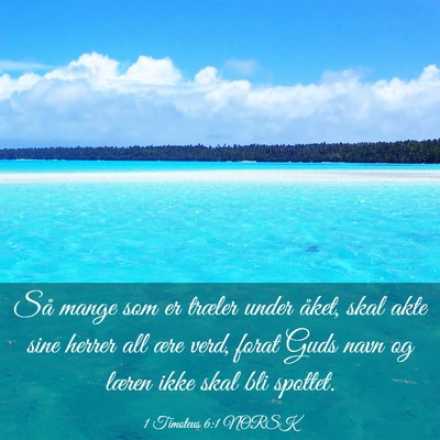 Picture 03 - 1 Timoteus 6:1 NORSK - Så mange som er træler under åket, skal akte - Bible Verse Picture