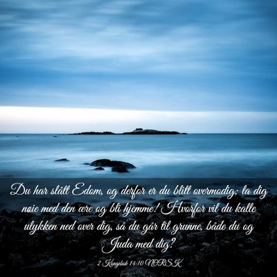 Picture 03 - 2 Kongebok 14:10 NORSK - Du har slått Edom, og derfor er du blitt - Bible Verse Picture