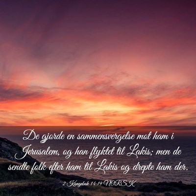 Picture 03 - 2 Kongebok 14:19 NORSK - De gjorde en sammensvergelse mot ham i Jerusalem, - Bible Verse Picture