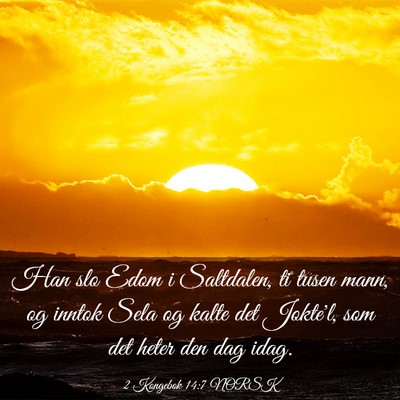 Picture 03 - 2 Kongebok 14:7 NORSK - Han slo Edom i Saltdalen, ti tusen mann, og - Bible Verse Picture