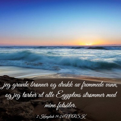 Picture 03 - 2 Kongebok 19:24 NORSK - jeg gravde brønner og drakk av fremmede vann, og - Bible Verse Picture