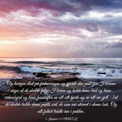 Picture 03 - 2 Kongebok 23:3 NORSK - Og kongen stod på forhøiningen og gjorde den - Bible Verse Picture