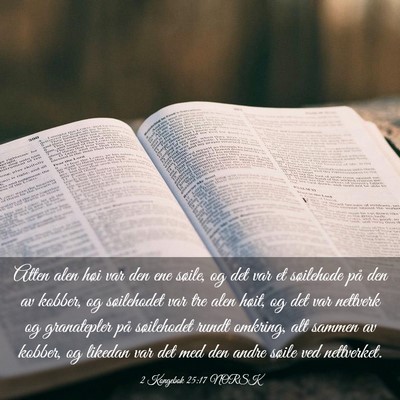 Picture 03 - 2 Kongebok 25:17 NORSK - Atten alen høi var den ene søile, og det var et - Bible Verse Picture