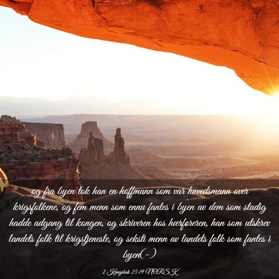 Picture 03 - 2 Kongebok 25:19 NORSK - og fra byen tok han en hoffmann som var - Bible Verse Picture