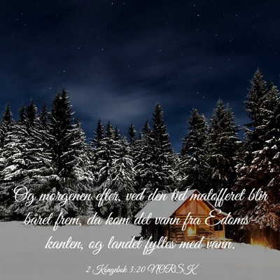 Picture 03 - 2 Kongebok 3:20 NORSK - Og morgenen efter, ved den tid matofferet blir - Bible Verse Picture