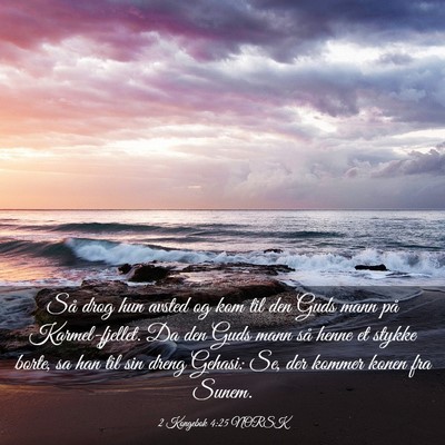 Picture 03 - 2 Kongebok 4:25 NORSK - Så drog hun avsted og kom til den Guds mann på - Bible Verse Picture