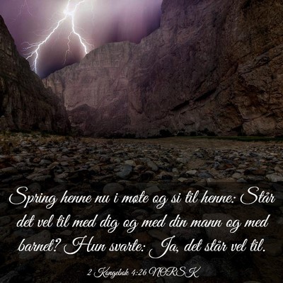 Picture 03 - 2 Kongebok 4:26 NORSK - Spring henne nu i møte og si til henne: Står - Bible Verse Picture