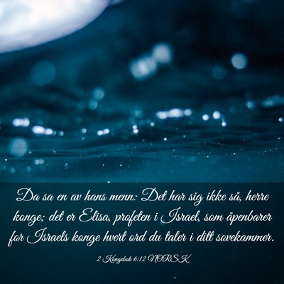Picture 03 - 2 Kongebok 6:12 NORSK - Da sa en av hans menn: Det har sig ikke så, - Bible Verse Picture