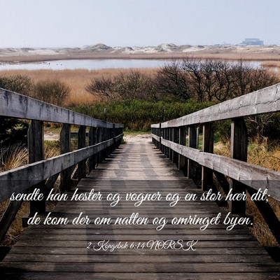 Picture 03 - 2 Kongebok 6:14 NORSK - sendte han hester og vogner og en stor hær dit; - Bible Verse Picture
