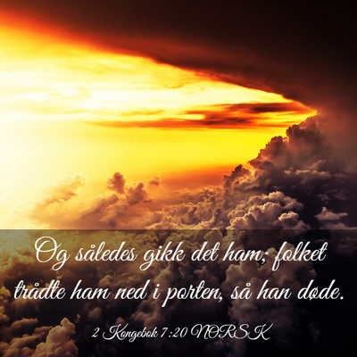 Picture 03 - 2 Kongebok 7:20 NORSK - Og således gikk det ham; folket trådte ham ned - Bible Verse Picture